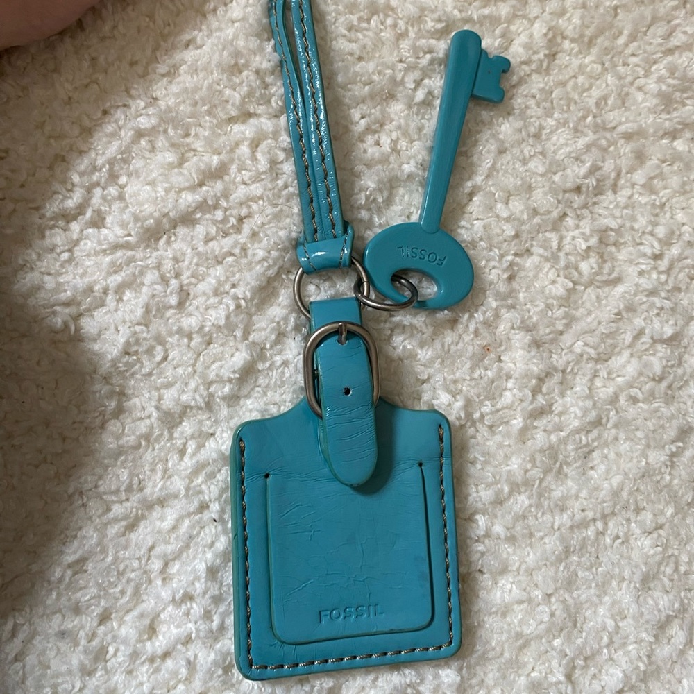 Teal Fossil Luggage / Purse Tag